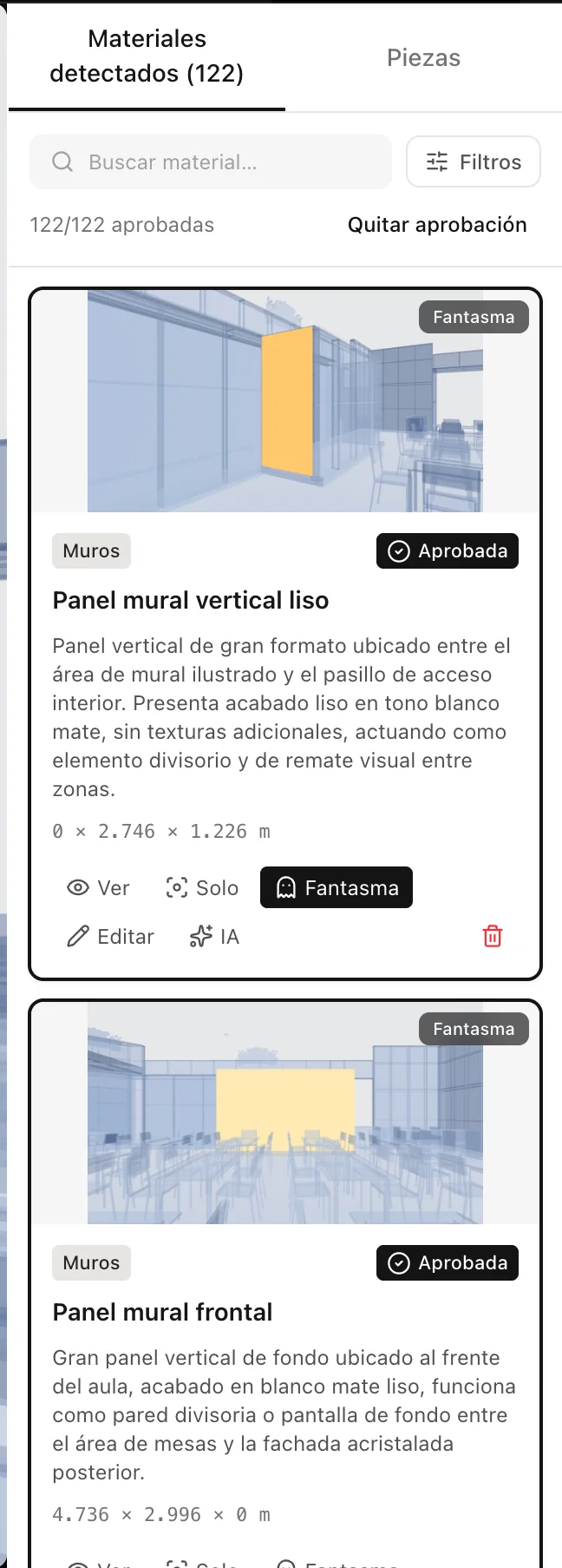 Mobile view of identified elements ready for review in ARVI.